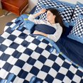 thumbnail image 4 of Manfei Contemporary Grid 7-Piece Twin Bedding,Modern Drip Bedding Comforter Set,Black White Blue,Navy Blue Reversible, 4 of 7