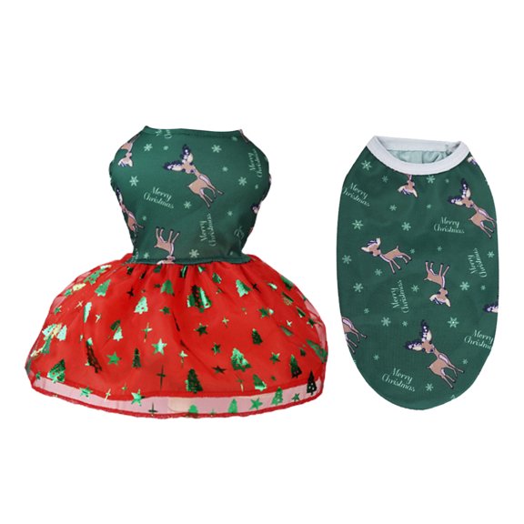 shenmeida Dog Vest Christmas Pet Clothes Elk Pattern Print Cat Costume Xmas Vest for Small Medium Dogs Teddy Pomeranian