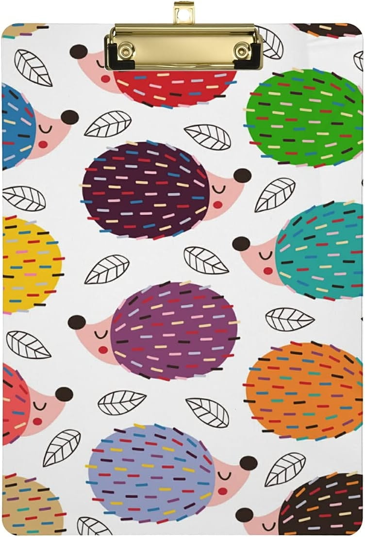 FMSHPON Hedgehogs Clipboard Hardboard Wood Nursing Clip Board and Pull for Standard A4 Letter