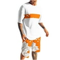 thumbnail image 1 of Ensemble Blouse à Manches Courtes à Col Rond à Imprimé Hawaïen et Shorts à Taille Élastique pour Hommes, Polyester, Tenue d'Été Décontractée, pour l'Extérieur et le Quotidien, 1 of 5