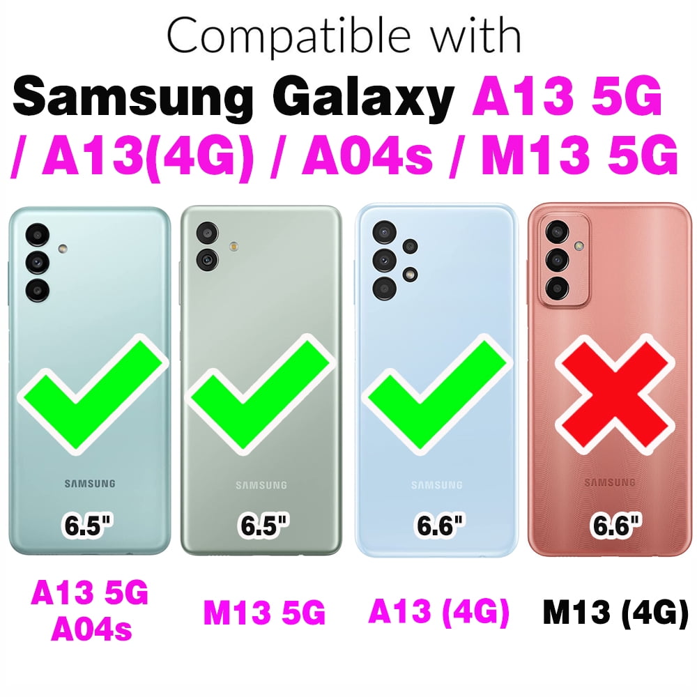 Asuwish Phone Case for Samsung Galaxy A13 4G/5G Wallet Cover With Tempered Glass Screen Protector Crossbody Wrist Strap Flip Pattern Zipper Credit Card Holder Cell A04s M13 G5 A 13 LTE 13A 2022 Red