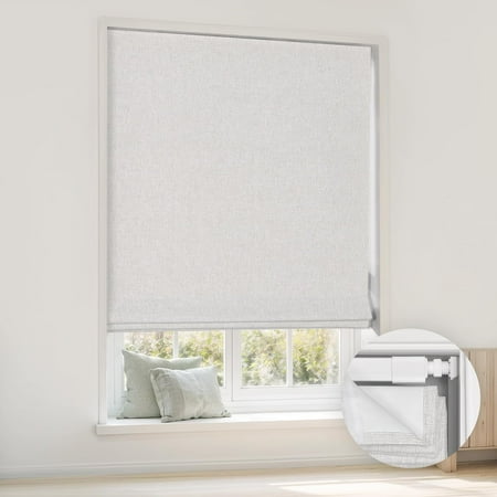 Condition photo showing New/Like New for LazBlinds No Tools No Drill Cordless Roman Shades for Windows  Blackout Thermal Insulated UV Blocking Window Blinds  Room Darkening Fabric Blinds for Indoor Windows  31   W x 64   H  Off White
