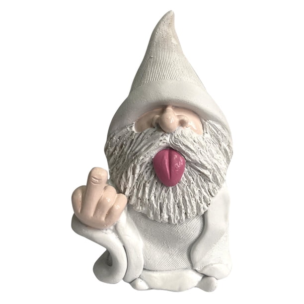 Clearance!Maojin Adornos de estatuilla de dedo medio,divertidos gnomos de jardín,estatuas al aire libre,decoración de escultura enana de 5,9 pulgadas para patio exterior,inauguración de la casa
