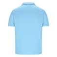 thumbnail image 4 of ZCFZJW Men's Short Sleeve Polo Shirts Quarter-Zip Casual Solid Color Slim Fit Lapel Collar V Neck Basic Athletic Workout Cotton Tees Shirt Tops Light Blue XXL, 4 of 4