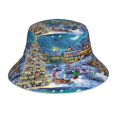 thumbnail image 1 of Fotbe Christmas Tree Sombrero Tipo Pescador con Estampado – Sombrero de Sol de Algodón de Moda para Playa, Golf, Pesca, 1 of 6