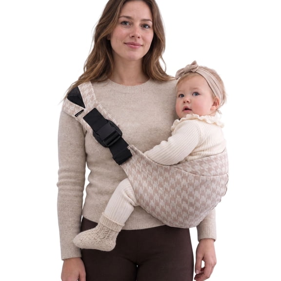 Lujifo Baby Sling Carrier, Padded Toddler Sling, Khaki Houndstooth, One Size
