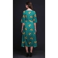 thumbnail image 3 of Bimba Robe Droite Asymétrique en Coton Verte à Papillons et Papillons Imprimés pour Femmes avec Poches, Décontractée, Mi-Longue - Grand, 3 of 4