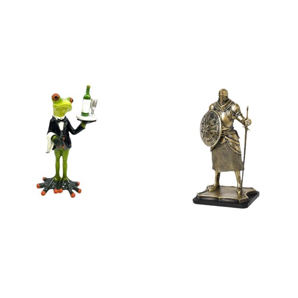 Figura de escritorio,Estatua de rana camarero,estante,escritorio,decoración del hogar,Figura de escritorio,Estatua de caballero,arte,artesanía,coleccionable,escritorio,oficina,Figura