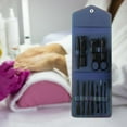 thumbnail image 4 of Set de manicura y cortaúñas con bolsa de piel sintética, herramientas de cuidado personal para mujer Azul, 4 of 9