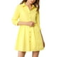 thumbnail image 5 of Vestido de camisa para mujer Inspire Chic de manga 3/4, con botones, mini vestido, amarillo limón, talla S, 5 of 7