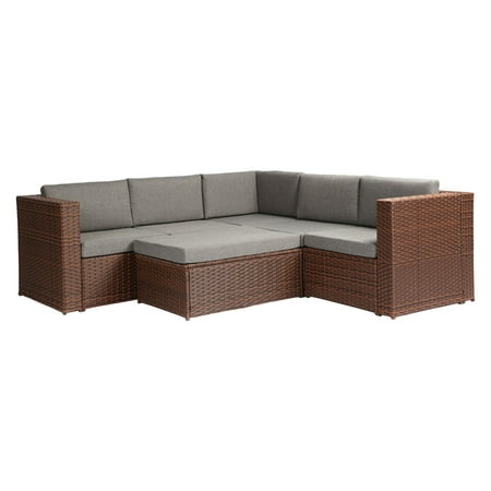 Lux Furniture Wicker 4 Piece Patio Conversation Set with