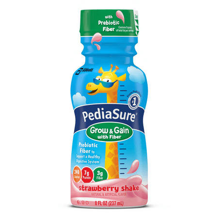 PediaSure Grow & Gain Nutrition Shake with Fiber For Kids, Strawberry, 8 fl oz, 24 Count