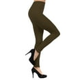 thumbnail image 2 of K-Cliffs Women's One Size Seamless Fleece Lined Leggings 2" Waistband, Color (Army Green), 2 of 4
