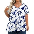 thumbnail image 4 of Fantaslook Plus Size Womens T Shirts V Neck Caseual Tops Short Sleeve Floral Shirts Loose Blouses, 4 of 8
