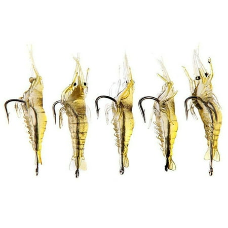 UDIYO 5Pcs 5cm 1.3g Artificial Lifelike Shrimp Shaped Fishing Soft Lure Bait Tackle