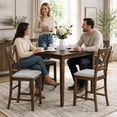 thumbnail image 2 of SESSLIFE Dining Table Set for 4, Counter Height Kitchen Table Set with Square Table and 4 Upholstered Chairs, Solid Wood Dining Room Set for 4, Space-Saving, Walnut, 2 of 11