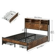 thumbnail image 2 of Dextrus Brown Queen-Sized Bed Frame, Metal Platform Bed Featuring&nbsp; Headboard, 4 Storage Drawers & Charging Station, No Box Spring Required, Quick Assembly, 2 of 6