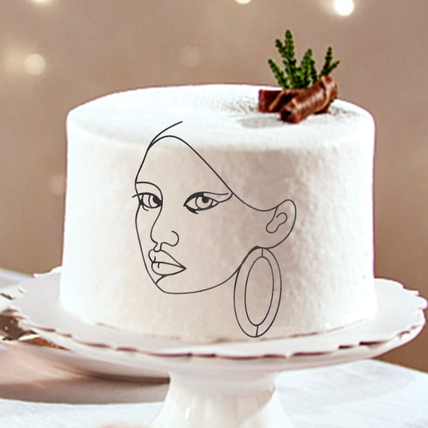 Batería de Cocina Arte minimalista abstracto Lady Face Cake Toppers Girl Birthday Cake Decor (K) Likrtyny Libre de BPA