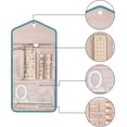 thumbnail image 5 of Organizador de joyas de viaje, caja de joyería plegable para anillos de viaje, collares, pulseras, pendientes, cian, 5 of 5