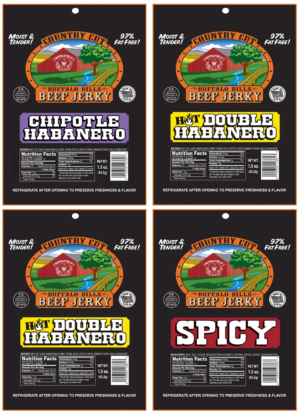 Buffalo Bills 12-Piece Hot & Spicy Beef Jerky and Beef Stick Sampler Black Velour Gift Bag