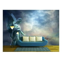 wall26 - Beautiful Angel in Heaven with Divine Rays of Light - Removable Wall Mural | Self-Adhesive Large Wallpaper - 100x144 inches