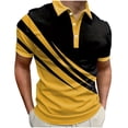 thumbnail image 2 of BRGZLK Mens Golf Shirt Summer Trendy Print Short Sleeve Turn-Down Collar Pullover Casual Business T-Shirts Lightweight Breathable Tennis Shirts Yellow 3XL, 2 of 6