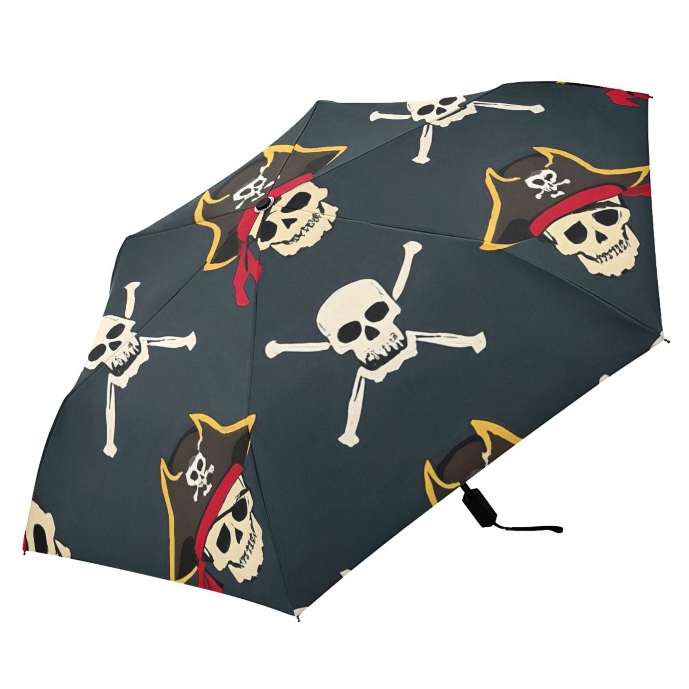 ALAZA Cool Skull Pattern UPF 50+ Compact Folding Umbrella for Rain Travel Umbrella Packable