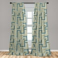 thumbnail image 2 of Geometric Window Curtains, Retro Design Maze Inspired Rectangles Pattern in Neutral Boho Theme, Lightweight Decor 2-Panel Set with Rod Pocket, Pair of - 28"x84", Champagne and Mustard, by Ambesonne, 2 of 3