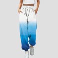 thumbnail image 2 of Fiaer Sweatpants Women Baggy Plus Size Gradient Pants Casual Baggy Trendy High Waisted Pocket Trousers Light Blue XL, 2 of 4