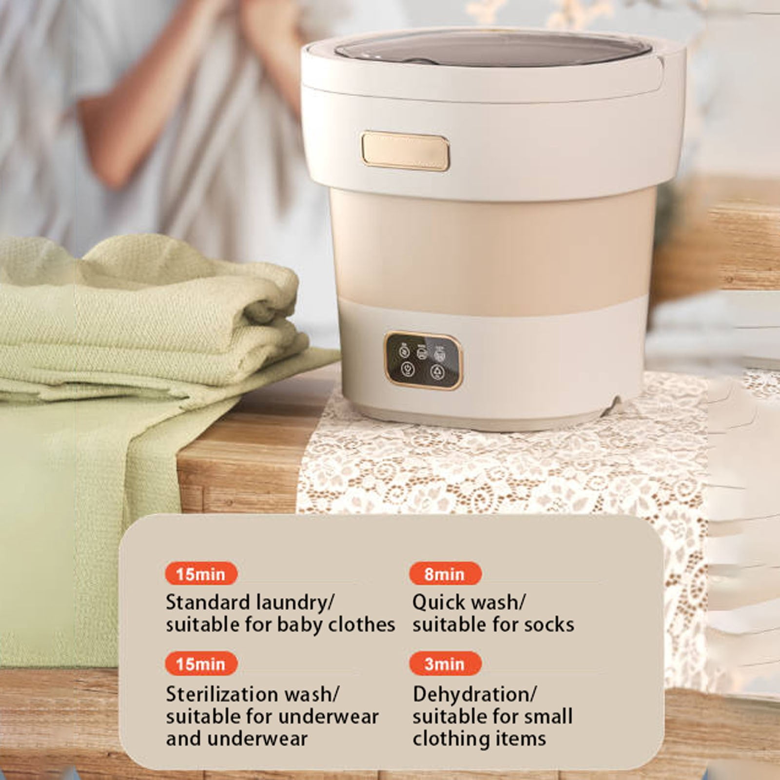 Portable Washing Machine Mini 9L Folding PP Material Underwear Baby Clothes Home Apartments Dormitories