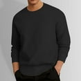 thumbnail image 2 of KHONTS Men's Crewneck Sweatshirts Soild Color Geometric Texture Long Sleeve Casual Pullover Shirts Black XL, 2 of 4