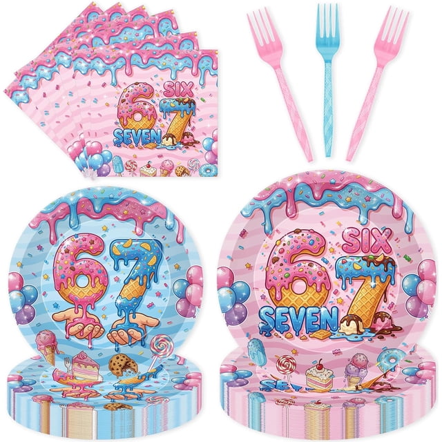 Princess Birthday Party Decorations, 96 Pcs Four Ever a Princess Plates and Napkins Forks Tableware Set, Girls 4th Birthday Party Supplies Disposable Plates Set for 24