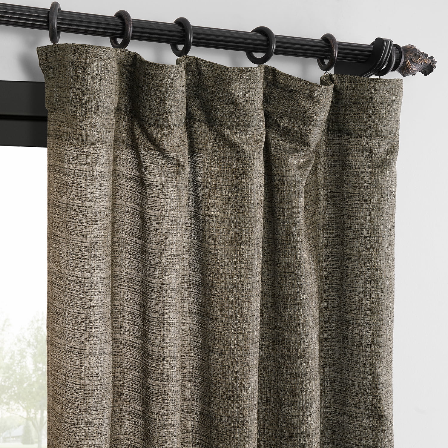 Half Price Drapes Dark Grey Raw Linen Weave Light Filtering Curtains for Bedroom (2 Panel), 50W X 96L