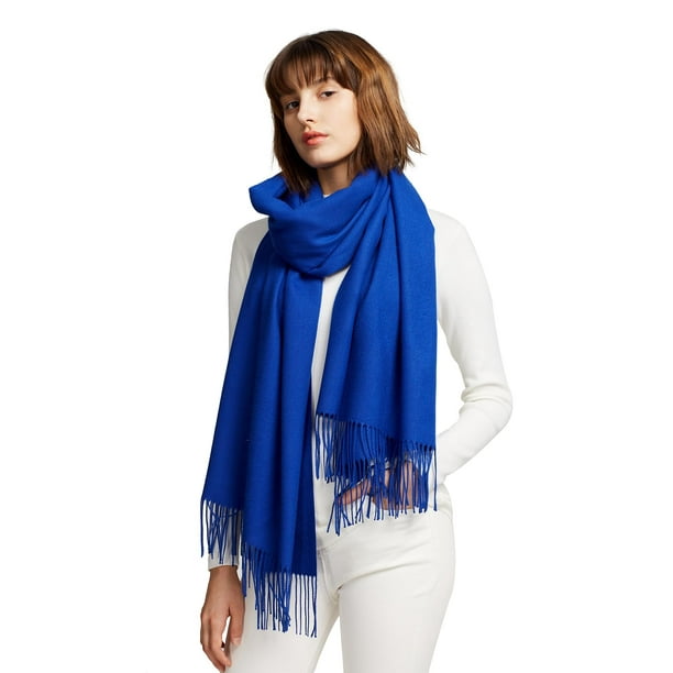 Bufanda maamgic Pashmina para mujer, chales de cachemir con textura azul
