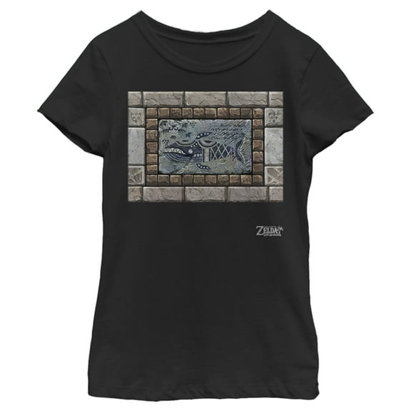 Girl's Nintendo Legend of Zelda Link's Awakening Whale Stone Tablet Graphic Tee Black X Small