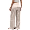 thumbnail image 4 of Womens Silk Satin Pajama Pants Casual Loose Lounge Pants Drawstring Elastic Waist Wide Leg Pj Bottoms with Pockets Beige XS, 4 of 5