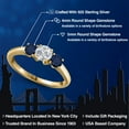 thumbnail image 2 of Gem Stone King 18K Yellow Gold Plated Silver Lab Grown Diamond and Blue Sapphire Engagement Ring for Women | 1.20 Cttw | Round 5MM | Gemstone April Birthstone | Size 7, 2 of 6