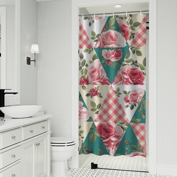 Pioneer Flower Floral Print Pattern Shower Curtain 36"x72" ,Bathroom Decorative Shower Curtains Set with 12 Hooks,Modern Waterproof Washable Shower Curtain