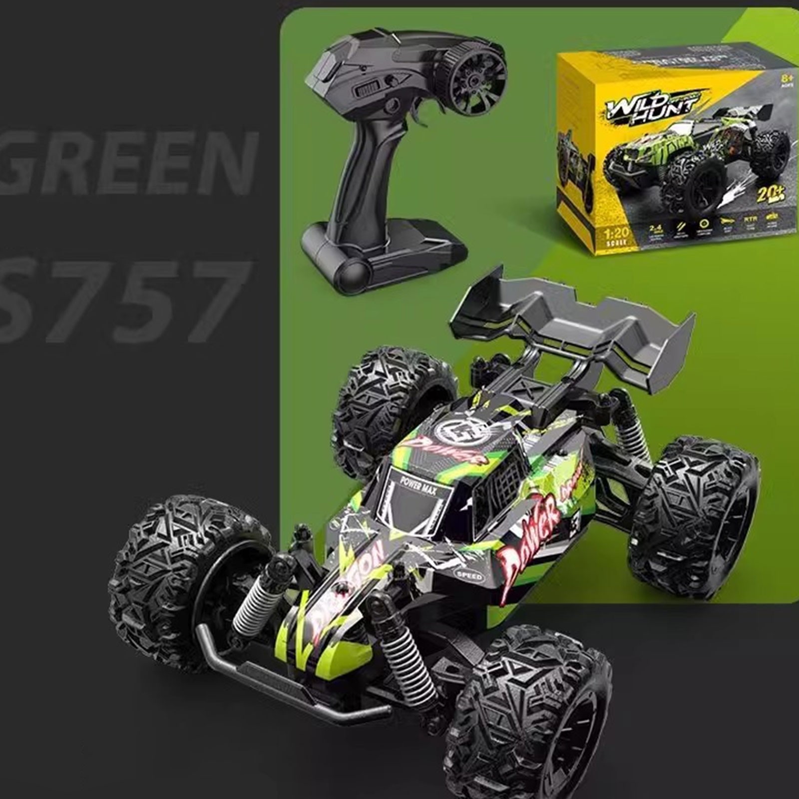 LGHDIWN 1:18 Scale All Terrain RC Cars, 40 KPH High Speed 4WD Electric Vehicle with 2.4 GHz Remote Control, 4X4 Waterproof Off-Road Truck with Two Rechargeable Batteries