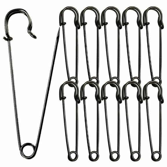DESIGNICE 15Pcs Safety Pins,Thickened Design Safety Pins,Strong Fixation Large Safety Pins,Black-1