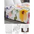 thumbnail image 6 of Floral Queen Size Flat Sheet, Wrinkleproof & Fadeproof Cooling Flat Bed Sheet Only, Red Yellow Pink Blue Flower Purple Lavender Leaf Breathable Soft Bedding Top Sheets 90 x 102 Inches, 6 of 8