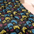 thumbnail image 3 of Yellow Blue Controllers Games Icons Black Pattern Blanket,Comfortable Soft Flannel Throw Blanket,All Season,Warm Lightweight Blankets for Sofa Bed Couch Living Room Chair,40"x50", 3 of 4