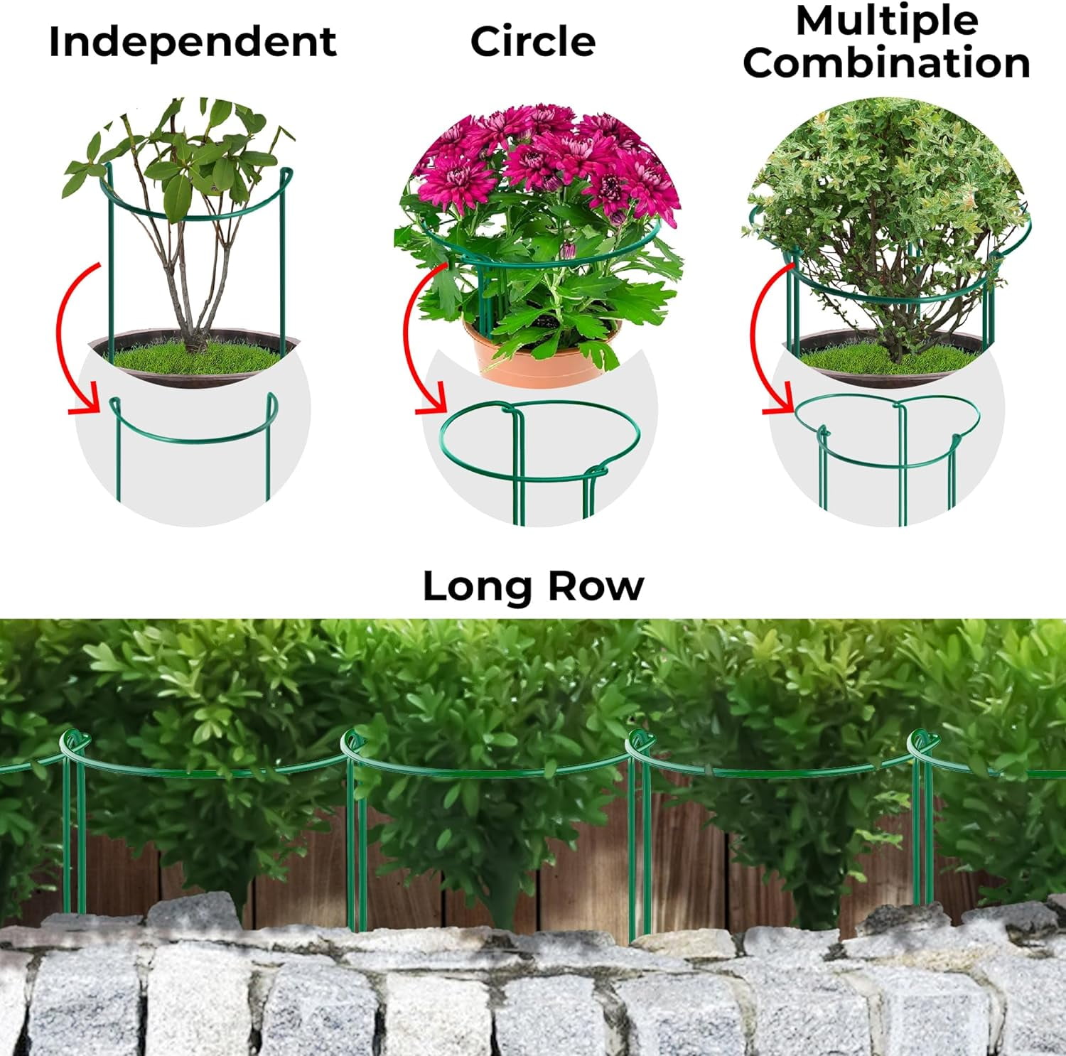 12 Pack Plant Support Stakes – Heavy-Duty Half Round Peony Support Ring and Cage for Indoor and Outdoor Plants – Peony, Tomato, Hydrangea, Rose 10" Wide x 16" High