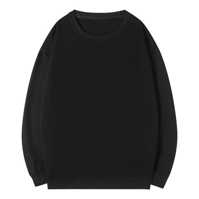 Blusas y camisas de manga larga con cuello redondo para hombre, blusas casuales de color liso, básicas, de cuello redondo, de poliéster.