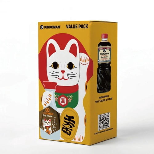 Kikkoman Lucky Cat Soy Sauce Value Pack 1L, British Import (Pack of 2)