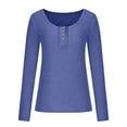 thumbnail image 4 of Dyegold Henley Tops For Women Ribbed Knit Long Sleeve Fall Shirts Casual Slim Fit Button Up V Neck Plain Blouses Tunics Top, 4 of 8