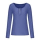 thumbnail image 4 of ICHUANYI Clearance Women's Casual Solid Color Buttons Long Sleeve V-Neck Loose Shirt Blouse Top(Dark Blue, S) ICHUANYI WER2023081017505, 4 of 8