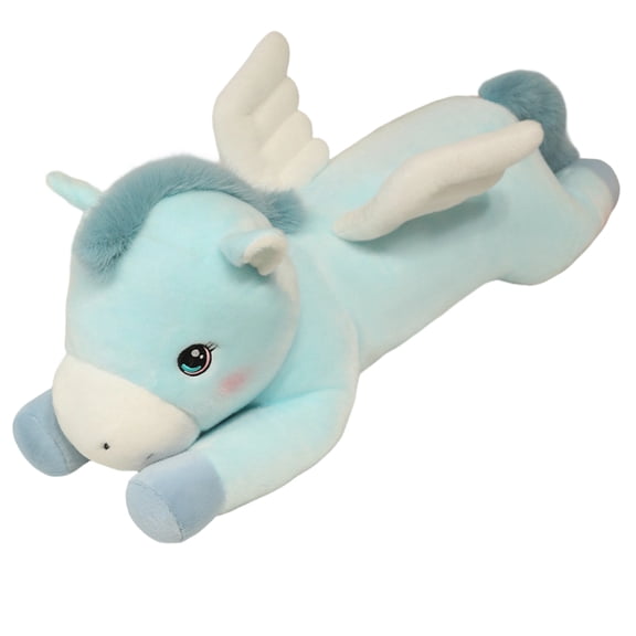 EclipseJewels Lying Horse Plush Toy - Cute Adorable Sleeping Pony Stuffed Animal Soft Comforting Doll for Kids, Great Birthday Gift,Blue
