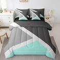 thumbnail image 1 of YST Turquoise Triangle Twin Size Bed In A Bag 7 Piece Teal Dark Gray And Light Grey Comforter Set,Patchwork Geometry Bedding Comforter Sets Modern Abstract Sheet Set With Comforter, 1 of 5