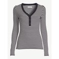 thumbnail image 5 of Free Assembly Women's Ribbed Henley Tee with Long Sleeves, 5 of 6